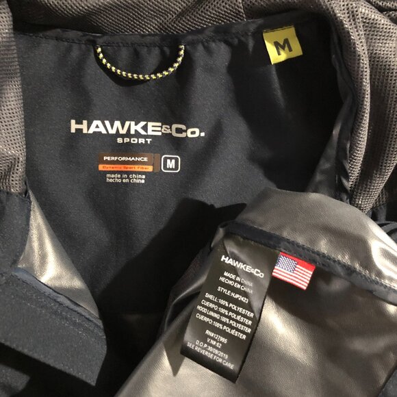 Hawke & Co Performance Rain Jacket Mens M Navy Hooded Windbreaker Light Jacket - Picture 9 of 10